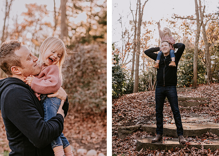 two photographies of dad and his daughter in a park