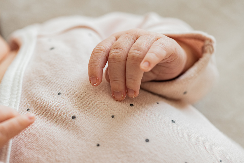 Close up of a newborn baby's hand