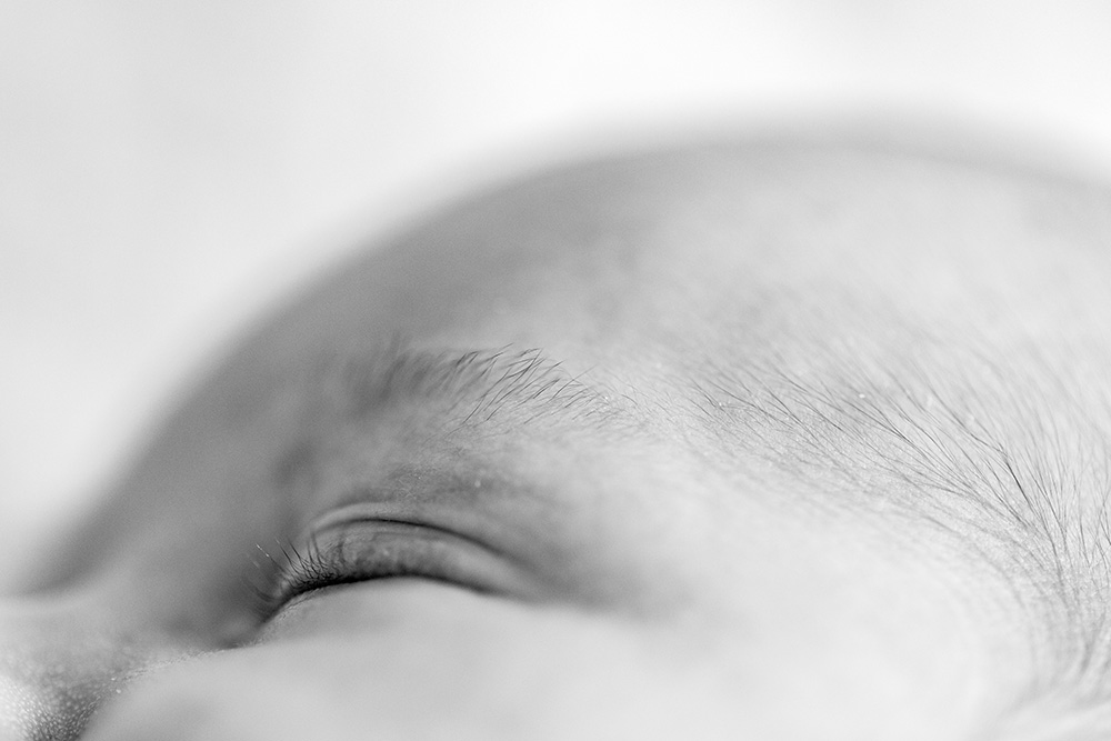 BW Close up of a baby's eye