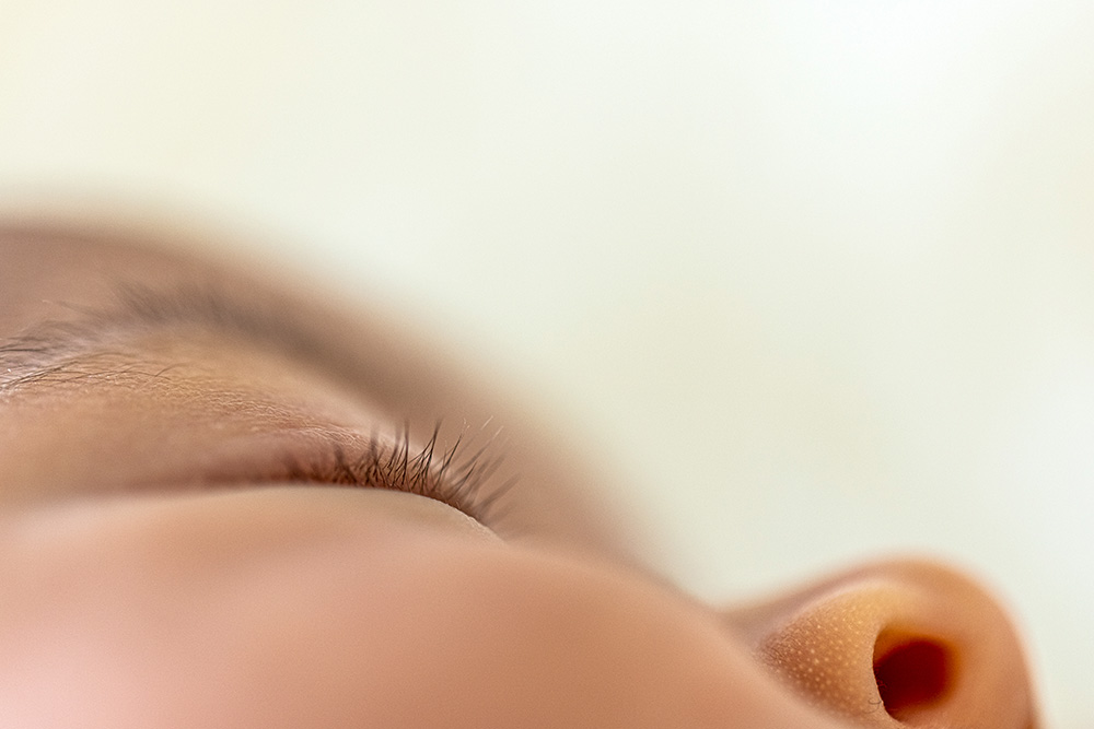 Close up of a newborn baby's face