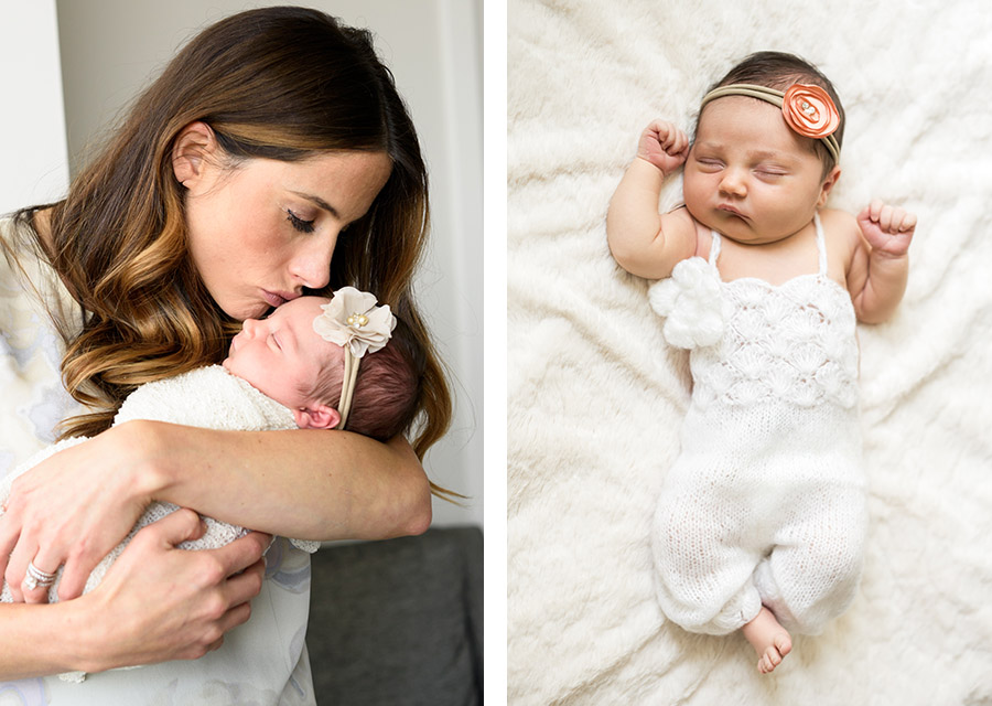 two photographies of mom hand her sleeping newborn baby girl