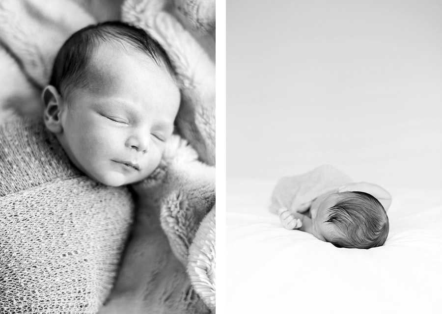 Bw two photographies of sleeping newborn baby