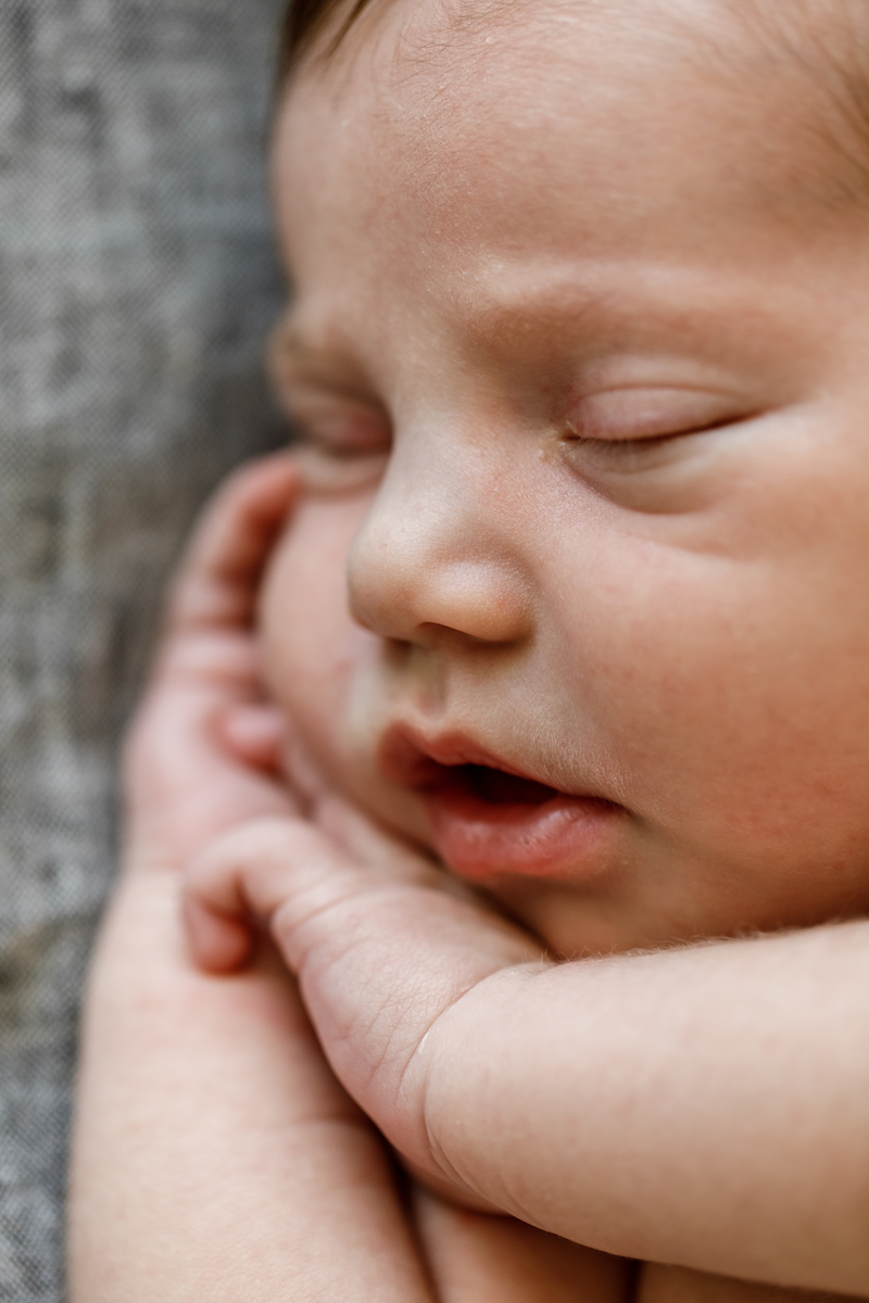 Close up of a sleeping baby's face
