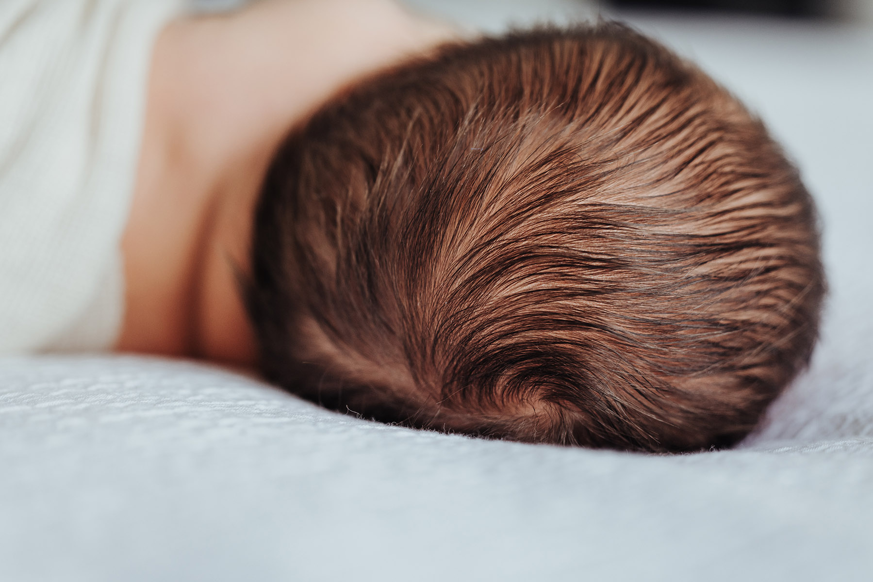 closeup of newborns hair