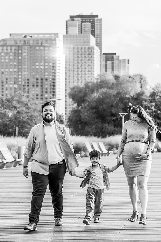 Black and White Family Photo with good mood in Queens