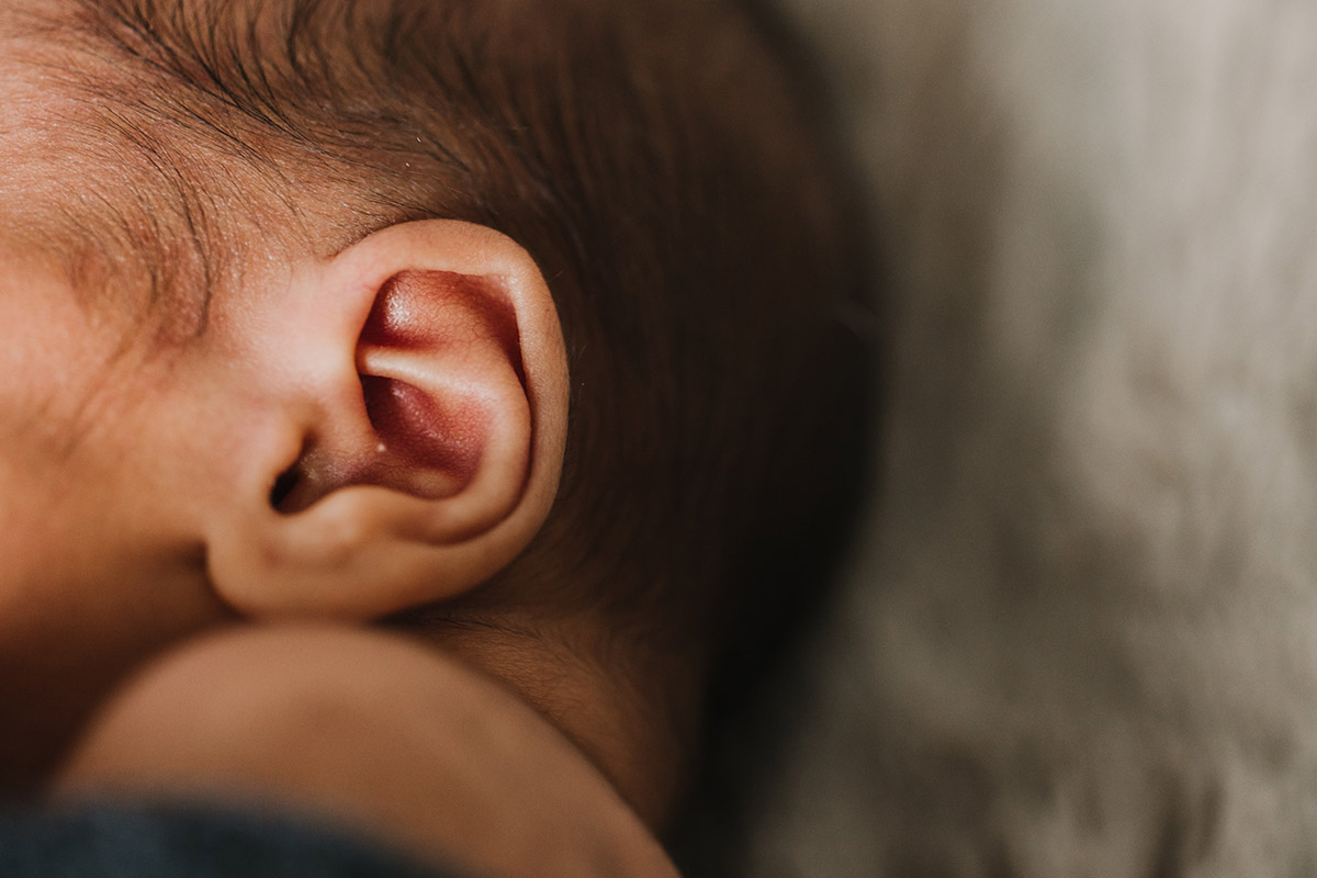 closeup of newborns ear