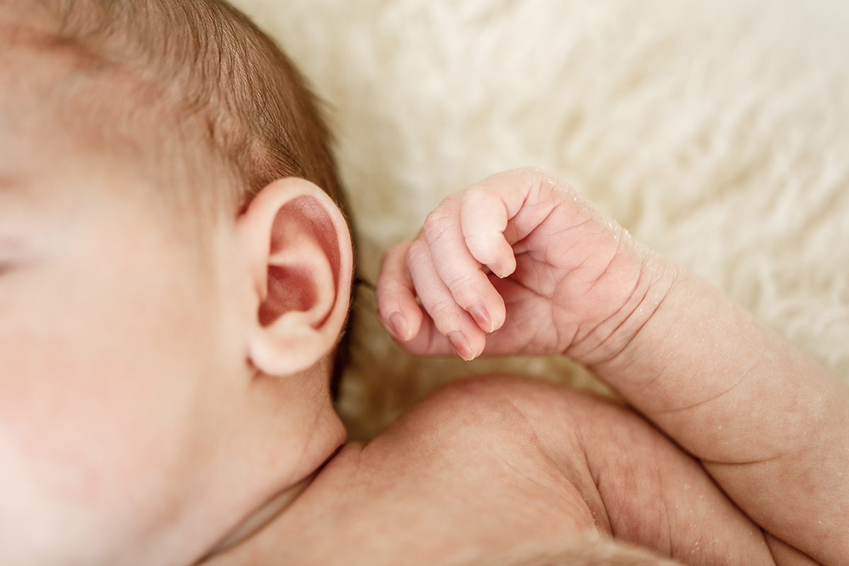 Close up of a newborn baby hand