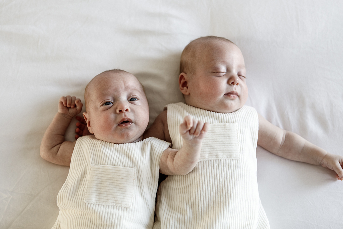 Close up of newborn baby twins
