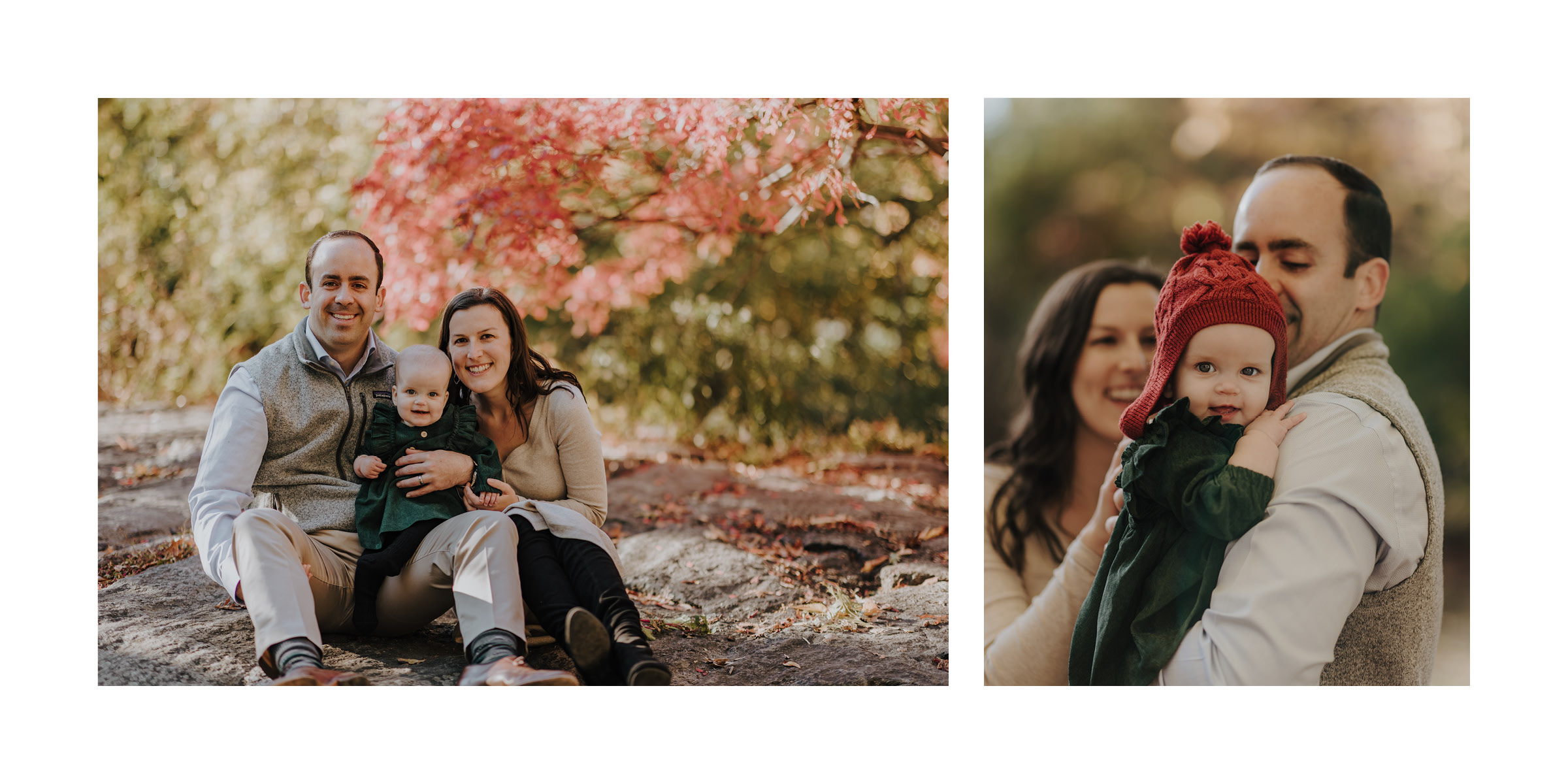 collage of family in Central Park in the Fall