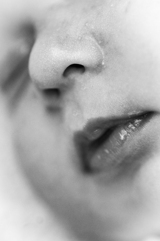 close up of newborn's nose and mouth